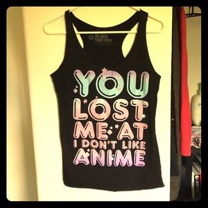 Black razed backed anime tank top